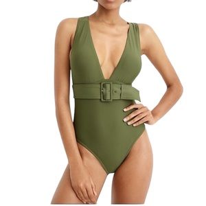 2 FOR $60 SWIM! J.Crew Belted Plunge V Neck One Piece Swimsuit Size 2 NWT